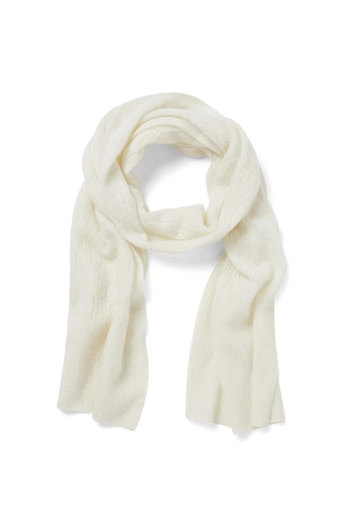 Mohair Cable Scarf - Milk
