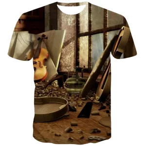 Music T shirts Men Instrument T-shirts Graphic Retro T shirts Funny Electronic Shirt Print