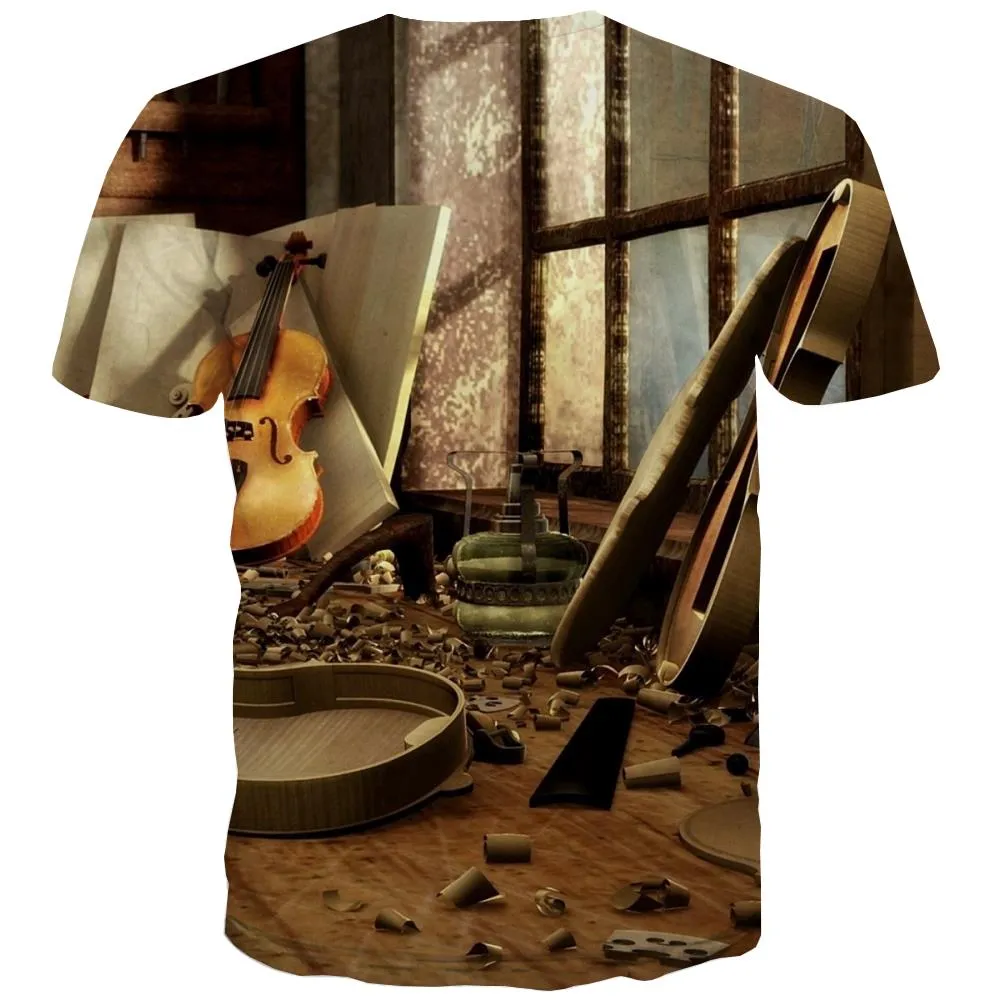 Music T shirts Men Instrument T-shirts Graphic Retro T shirts Funny Electronic Shirt Print