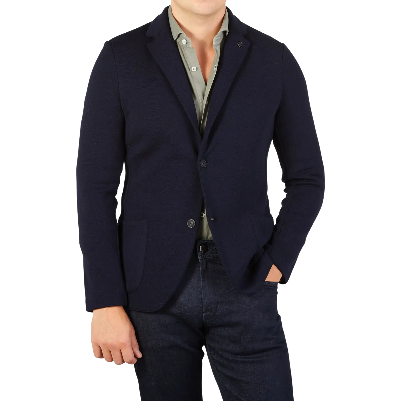 Navy Blue Travel Wool Knitted Blazer
