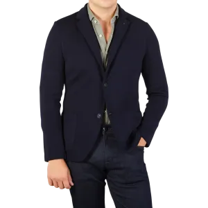 Navy Blue Travel Wool Knitted Blazer