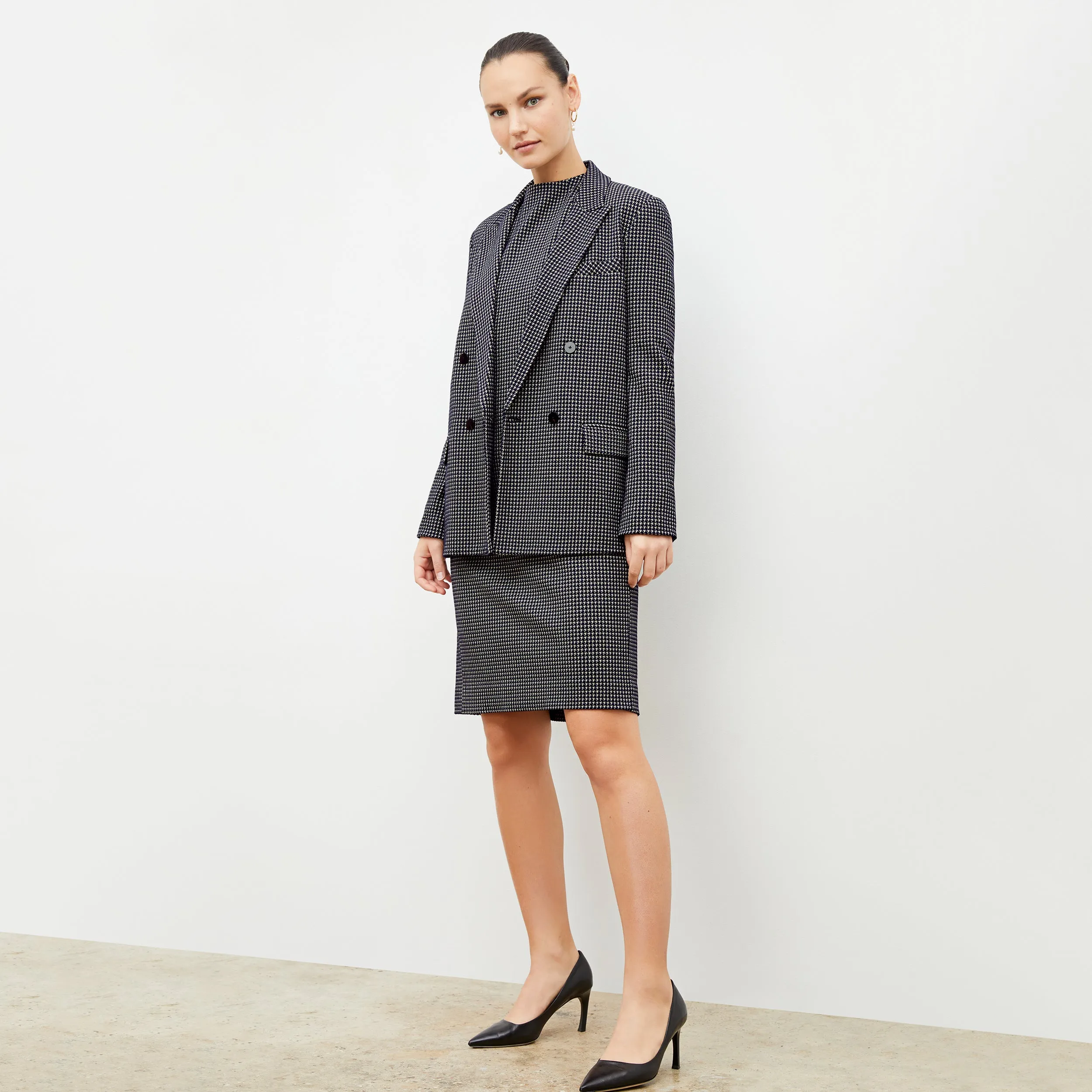 O'Hara Blazer - Stretch Houndstooth :: Black / White