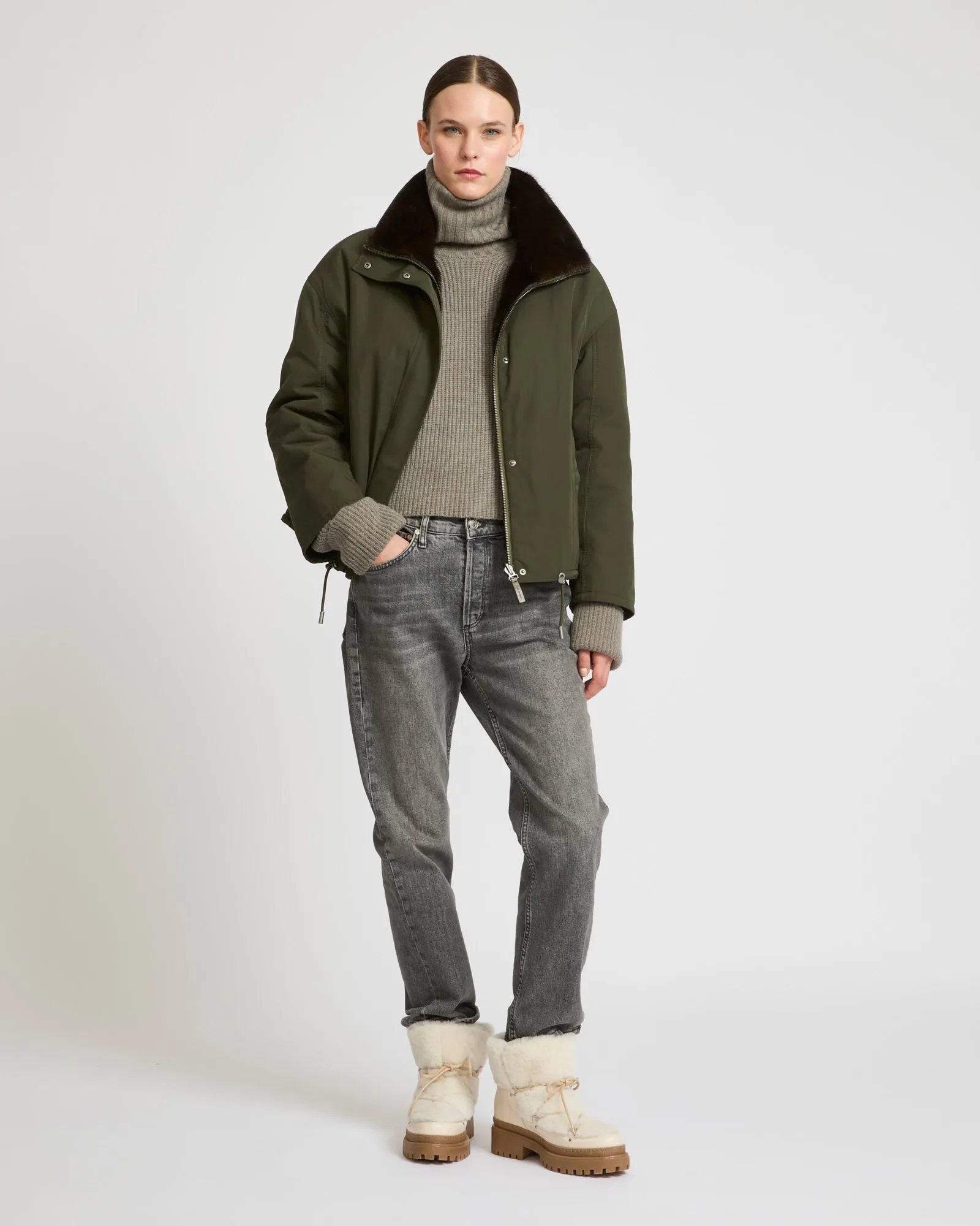 Parka courte avec col en vison