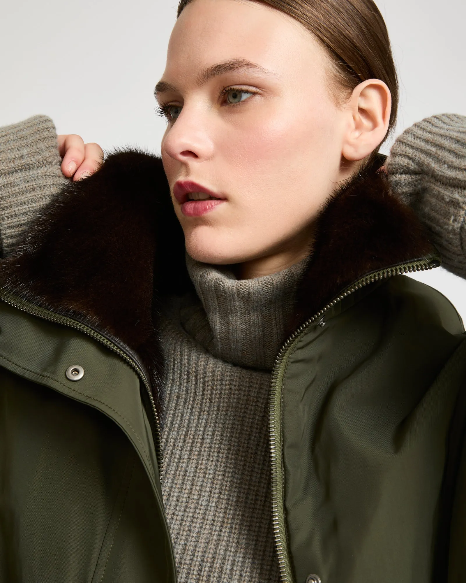 Parka courte avec col en vison