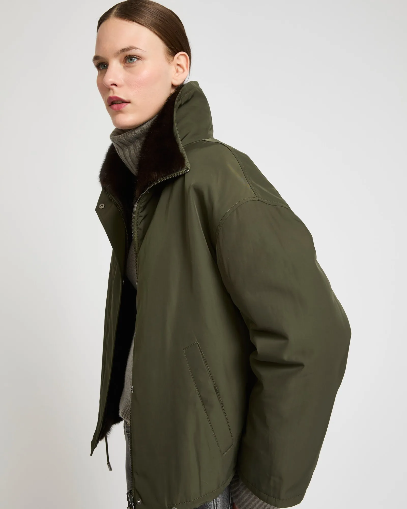 Parka courte avec col en vison