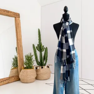 Plaid Tassel Trim Scarf