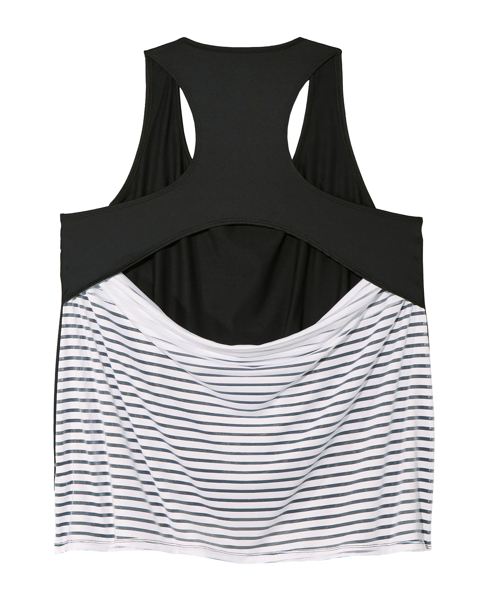 Poppy Tank with Draped Mesh Back | Black / White