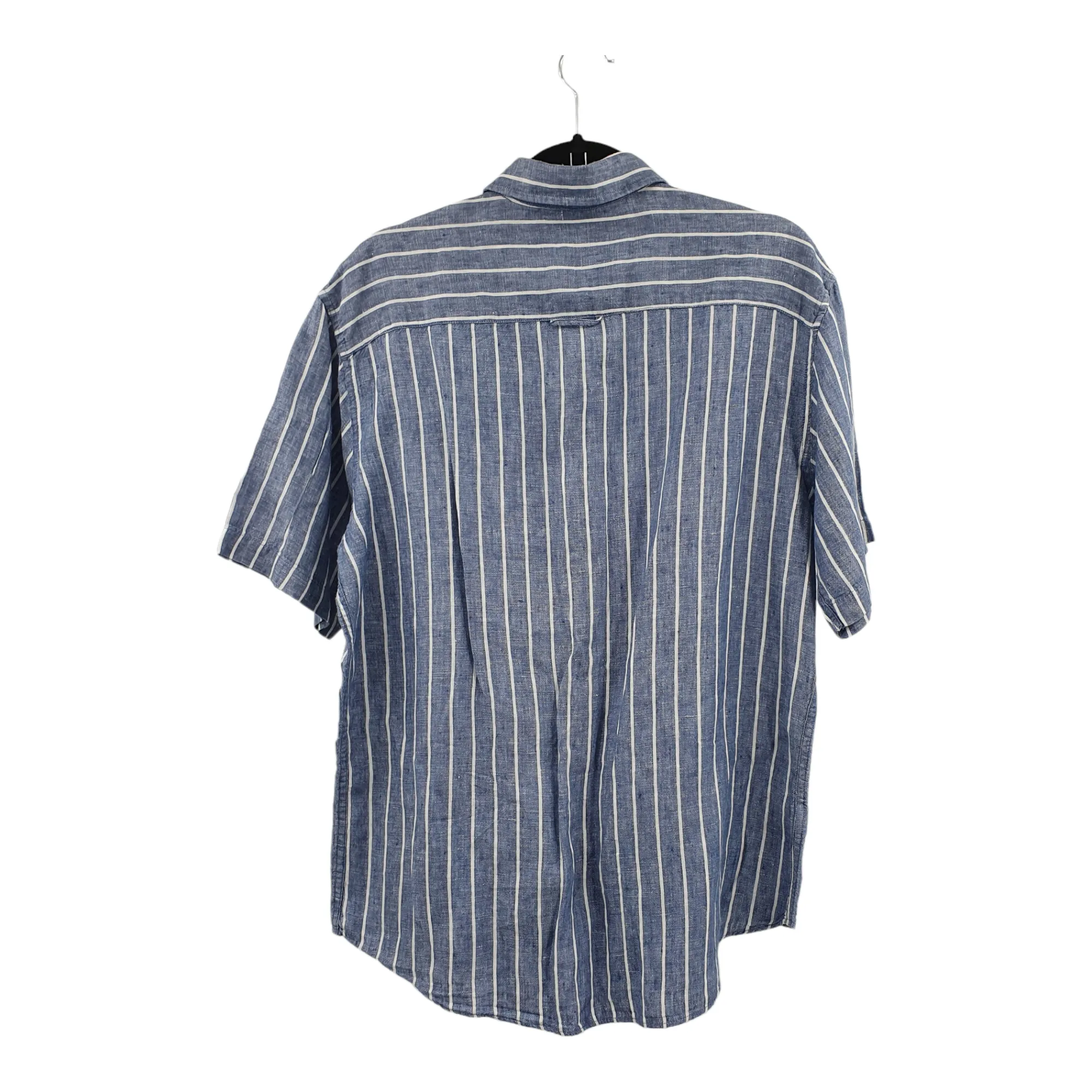 Preloved M&S Pure Linen Stripe Short Sleeve Shirt Medium