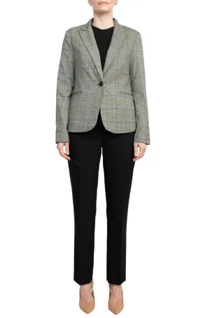 Premise Notched Collar Long Sleeve One Button Knit Blazer