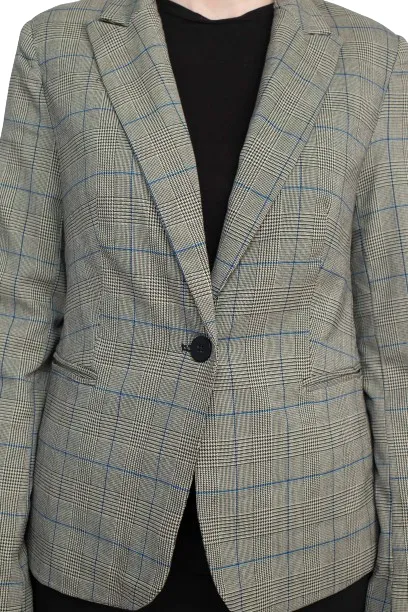 Premise Notched Collar Long Sleeve One Button Knit Blazer