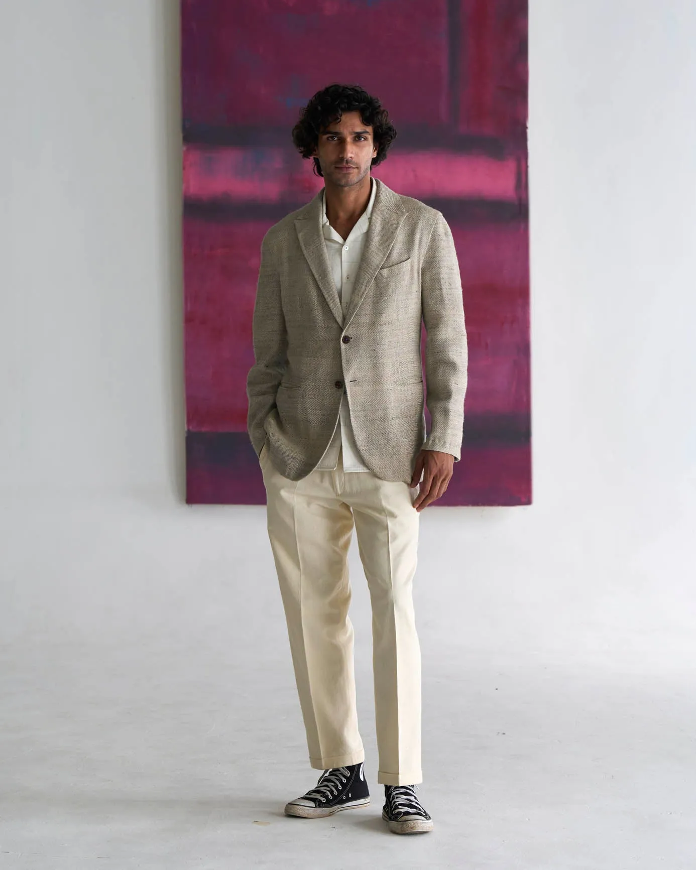 Rana Blazer Off White In Eri Silk