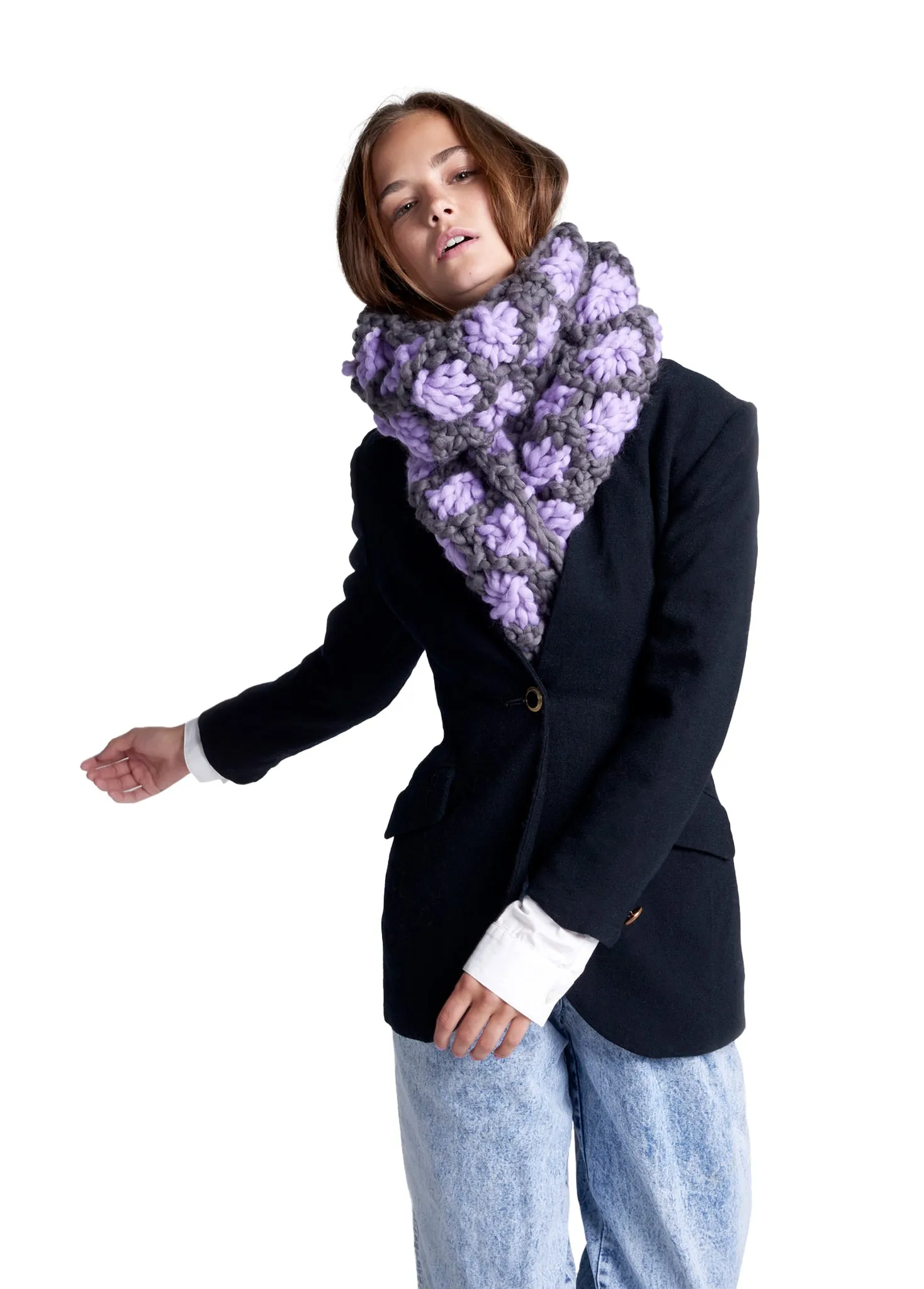 READY TO SHIP CLEARANCE SALE! Aster Flower Scarf - Merino