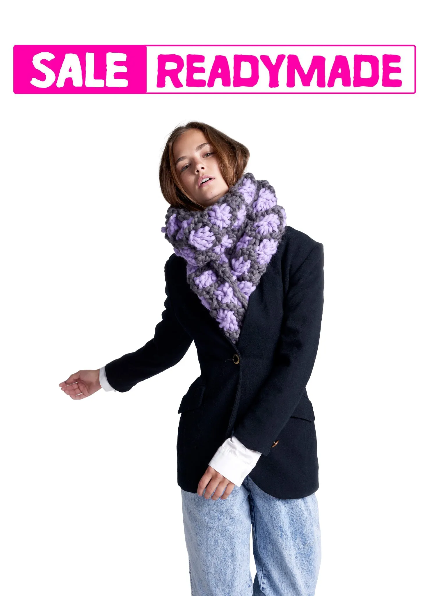 READY TO SHIP CLEARANCE SALE! Aster Flower Scarf - Merino
