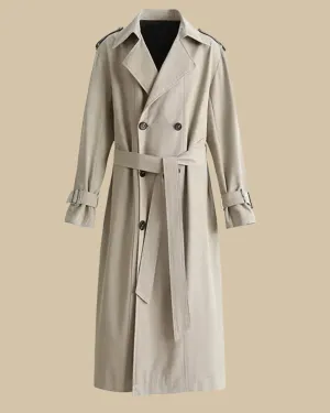 Recycled Classic Men Double Breasted Long Trench Coat