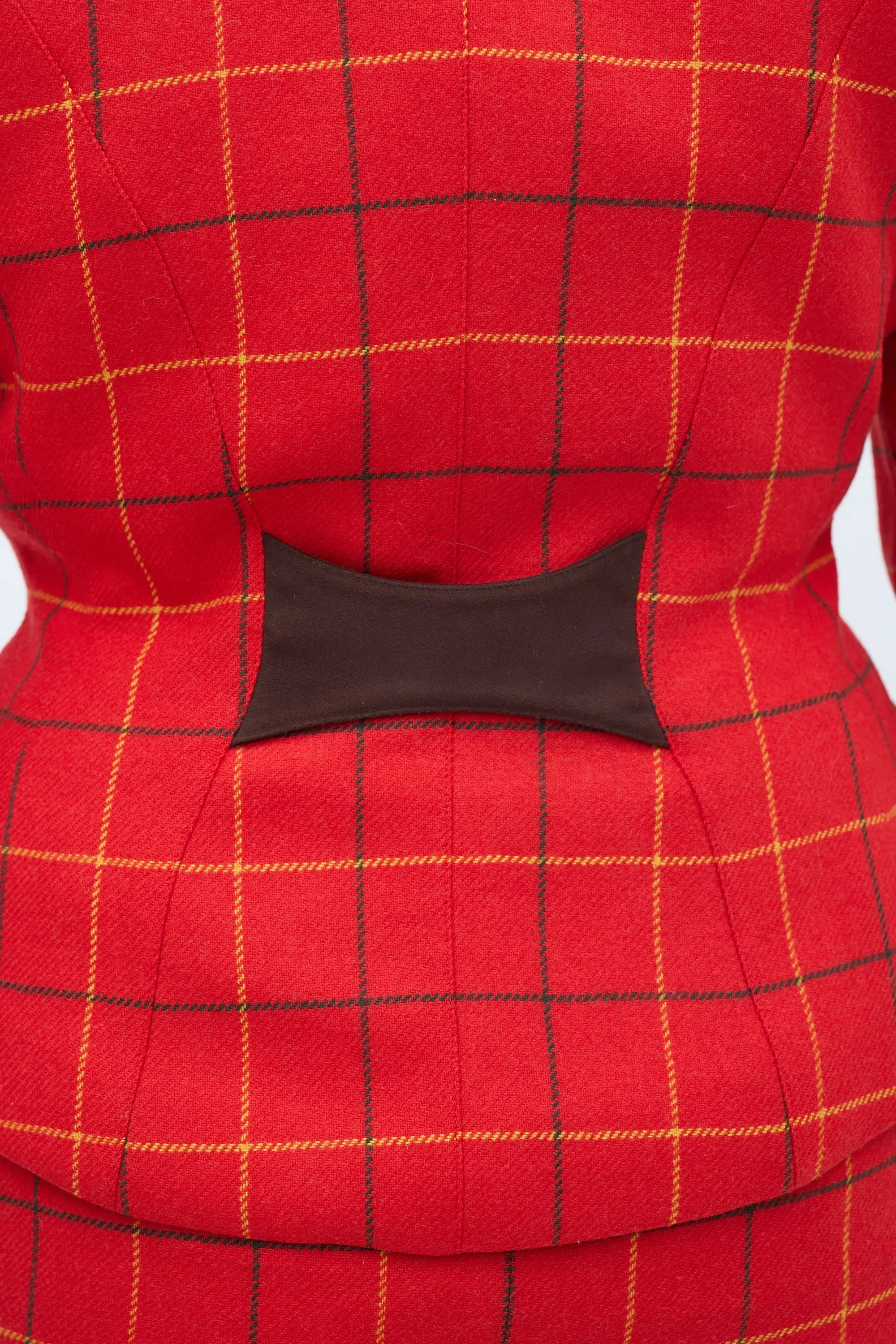 Red & Multi Wool Check Two Piece Skirt Suit