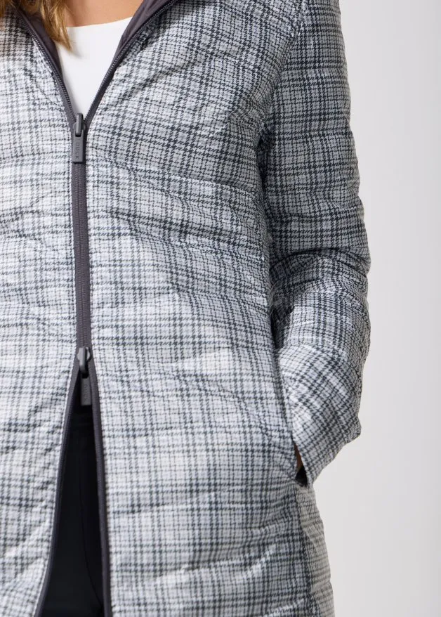 Reversible Charcoal Check Duck Down Puffer Coat