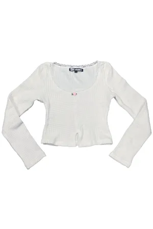 Rosa White Lace-Trimmed Thermal Long-Sleever