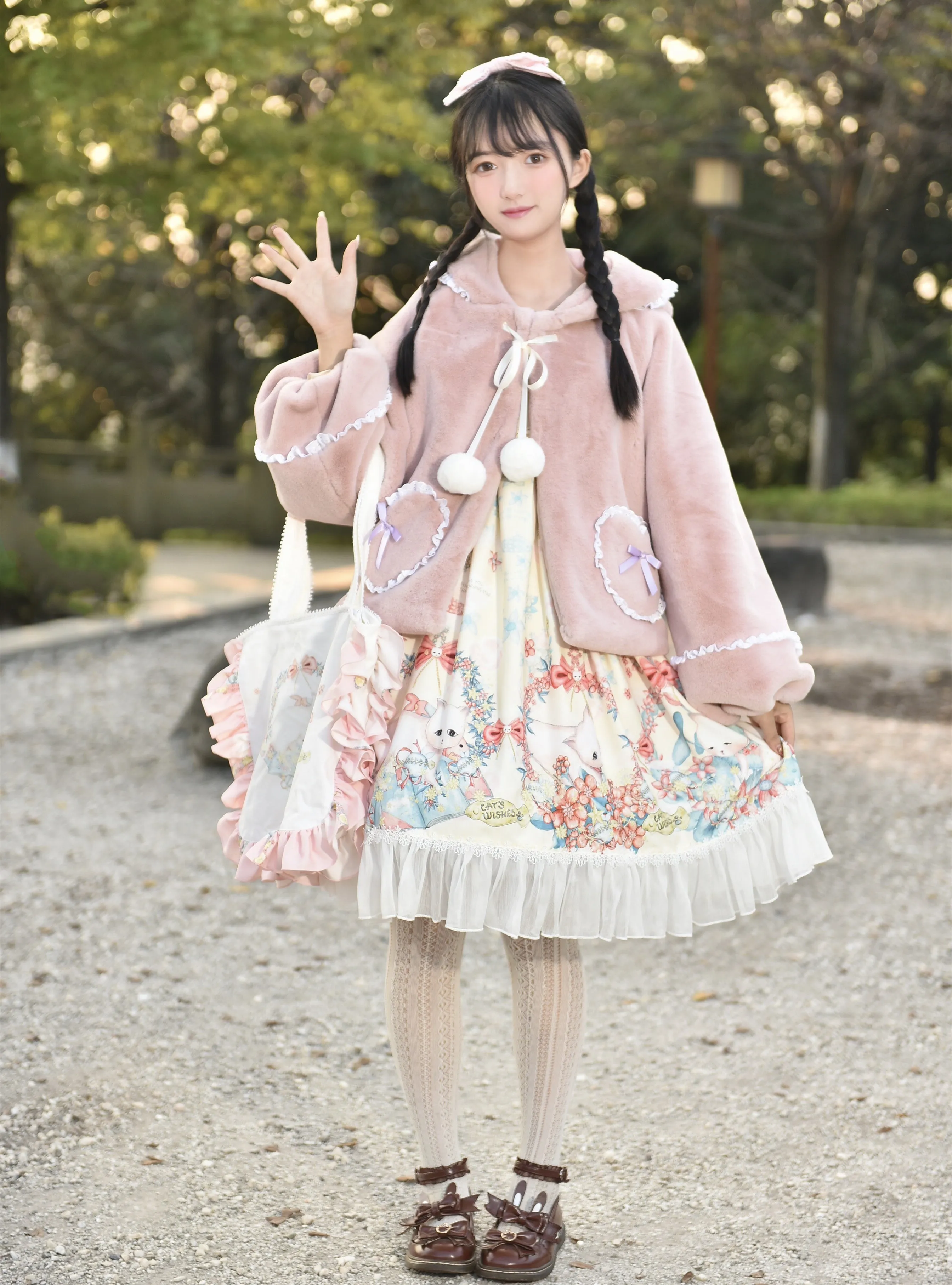 Royal Highness Princess Pink & Cream Winter Rabbit Fur Jackets