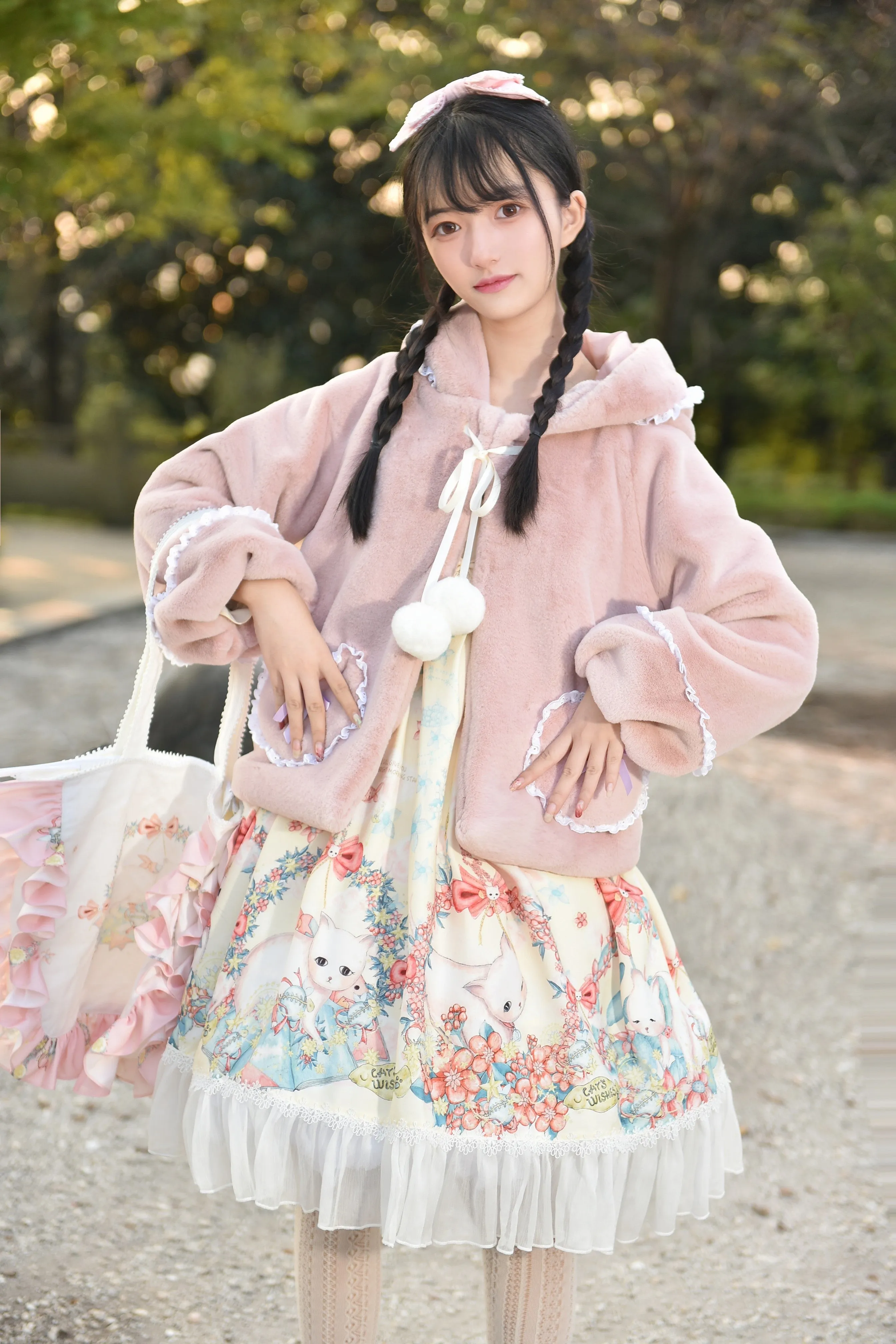 Royal Highness Princess Pink & Cream Winter Rabbit Fur Jackets
