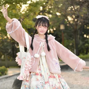 Royal Highness Princess Pink & Cream Winter Rabbit Fur Jackets