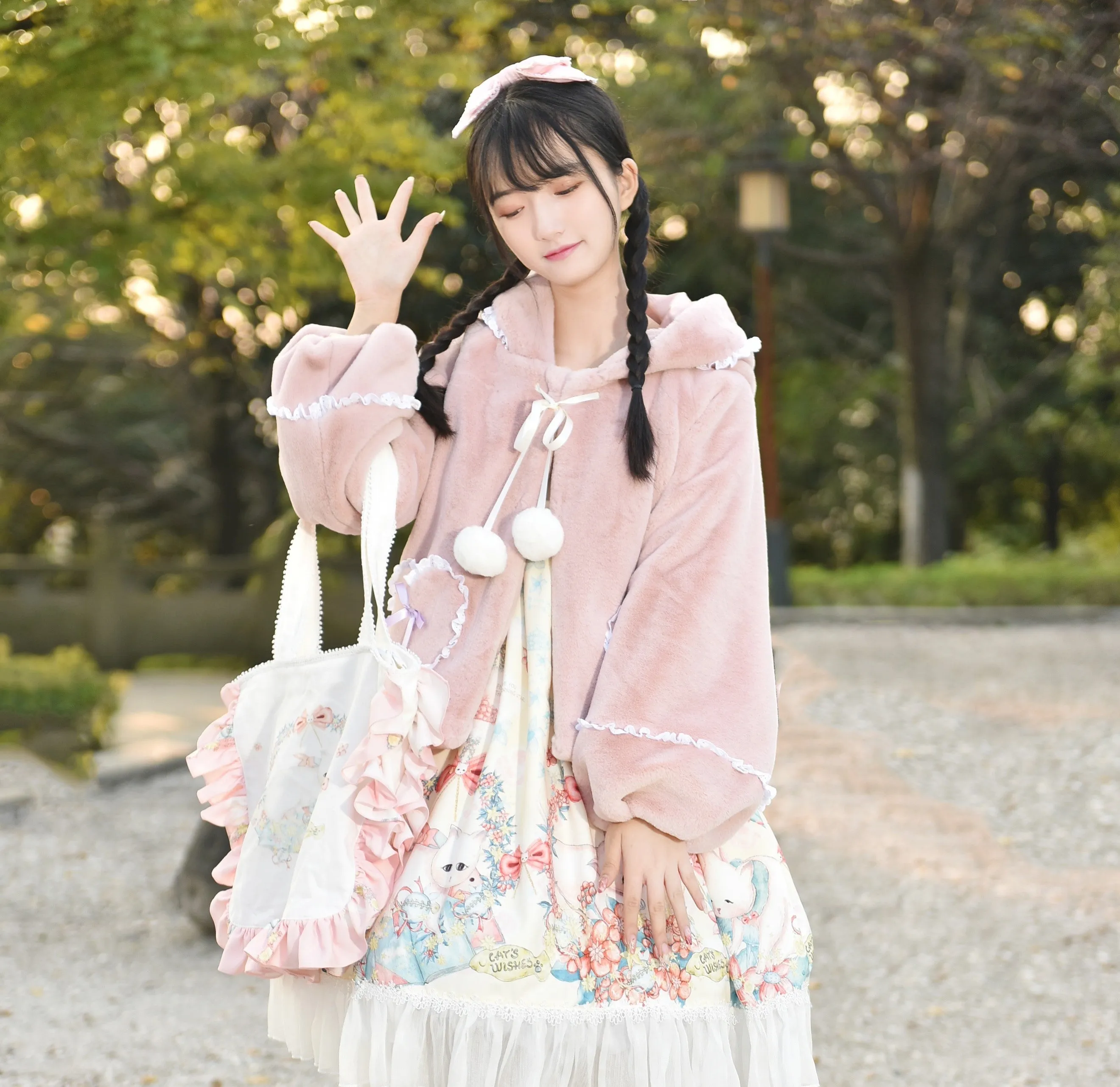 Royal Highness Princess Pink & Cream Winter Rabbit Fur Jackets