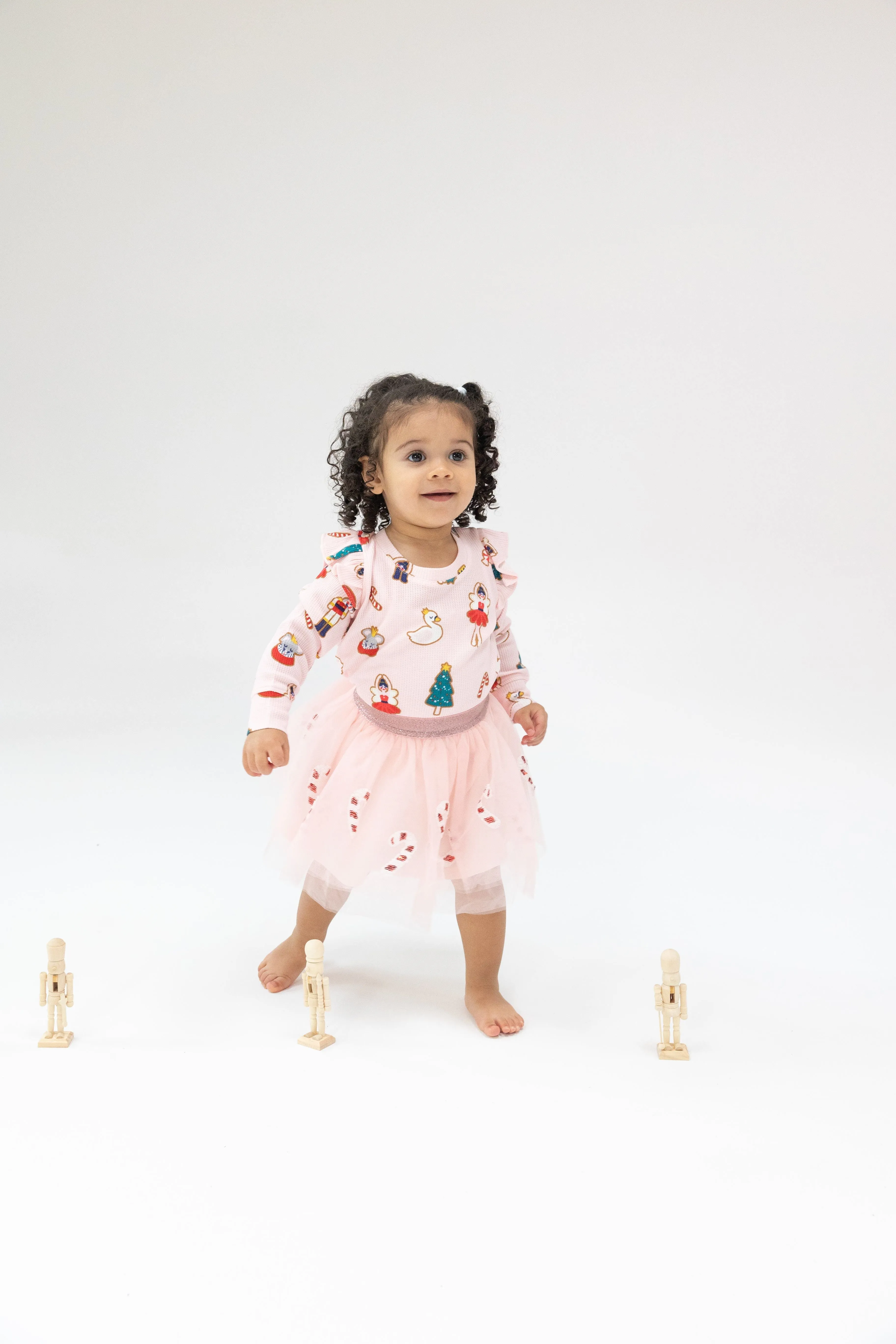 Ruffle Shoulder Top - Sugar Plum Fairy Christmas Cookie
