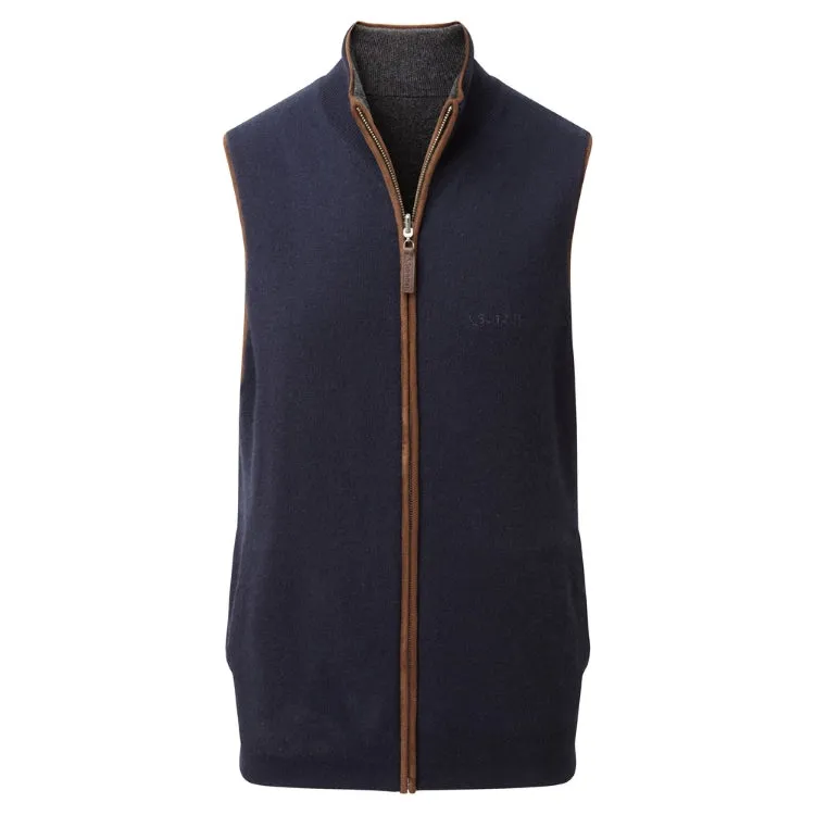 Schoffel Reversible Merino/Cashmere Gilet - Navy/Charcoal Size XL