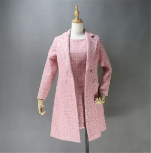 Sheath Dress    Long Coat For Ladies With Tweed material