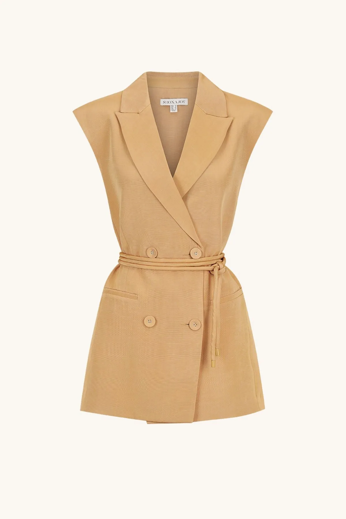 Shona Joy - Vento Sleeveless Blazer Dress - Sand