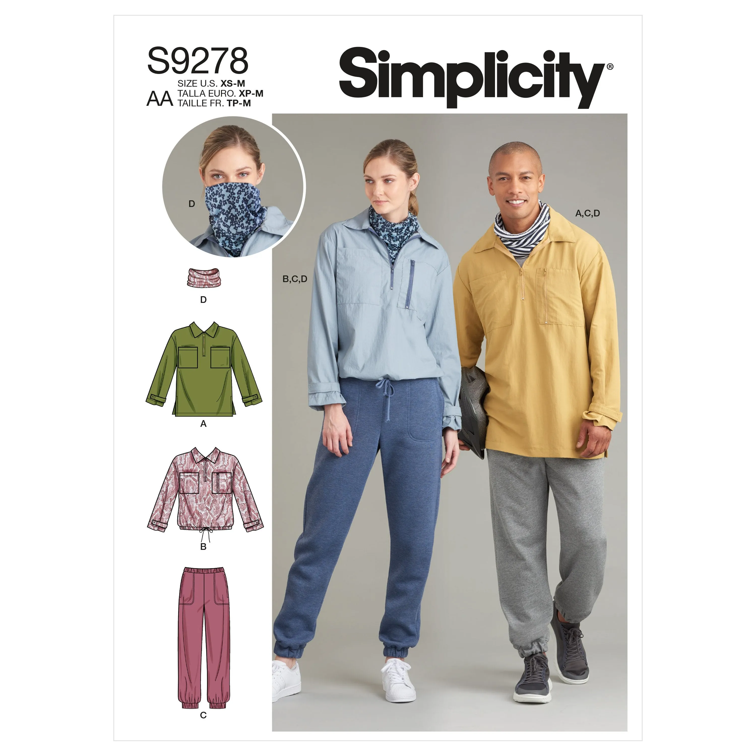 Simplicity Sewing Pattern 9278 Unisex Tops, Trousers and Neckpiece