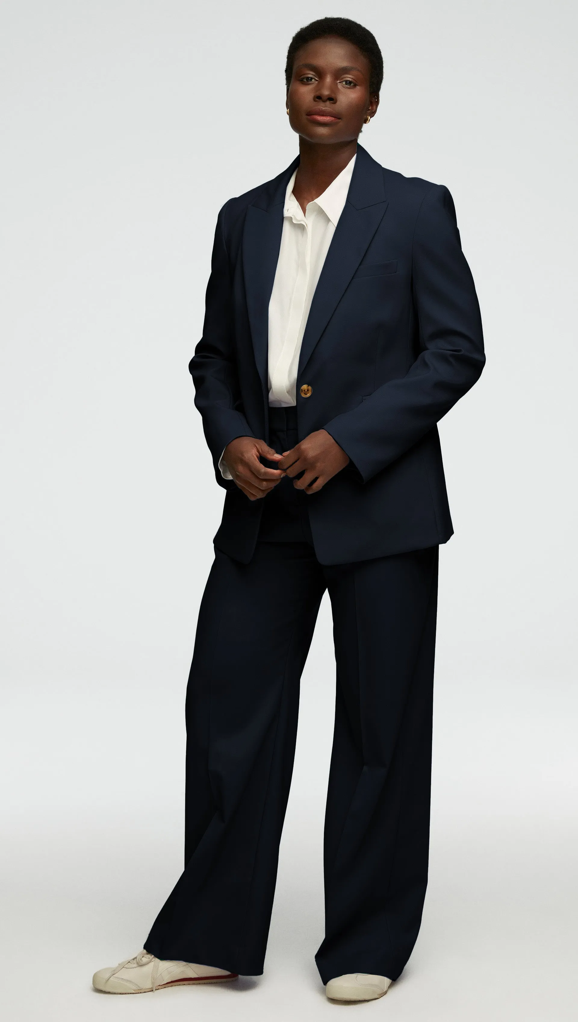 Single Button Blazer in Seasonless Wool | Midnight