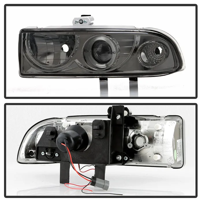 Spyder Projector Headlights Chevy S10 (1998-2004) Blazer (1998-2005) w/ LED Halo - Black / Smoke