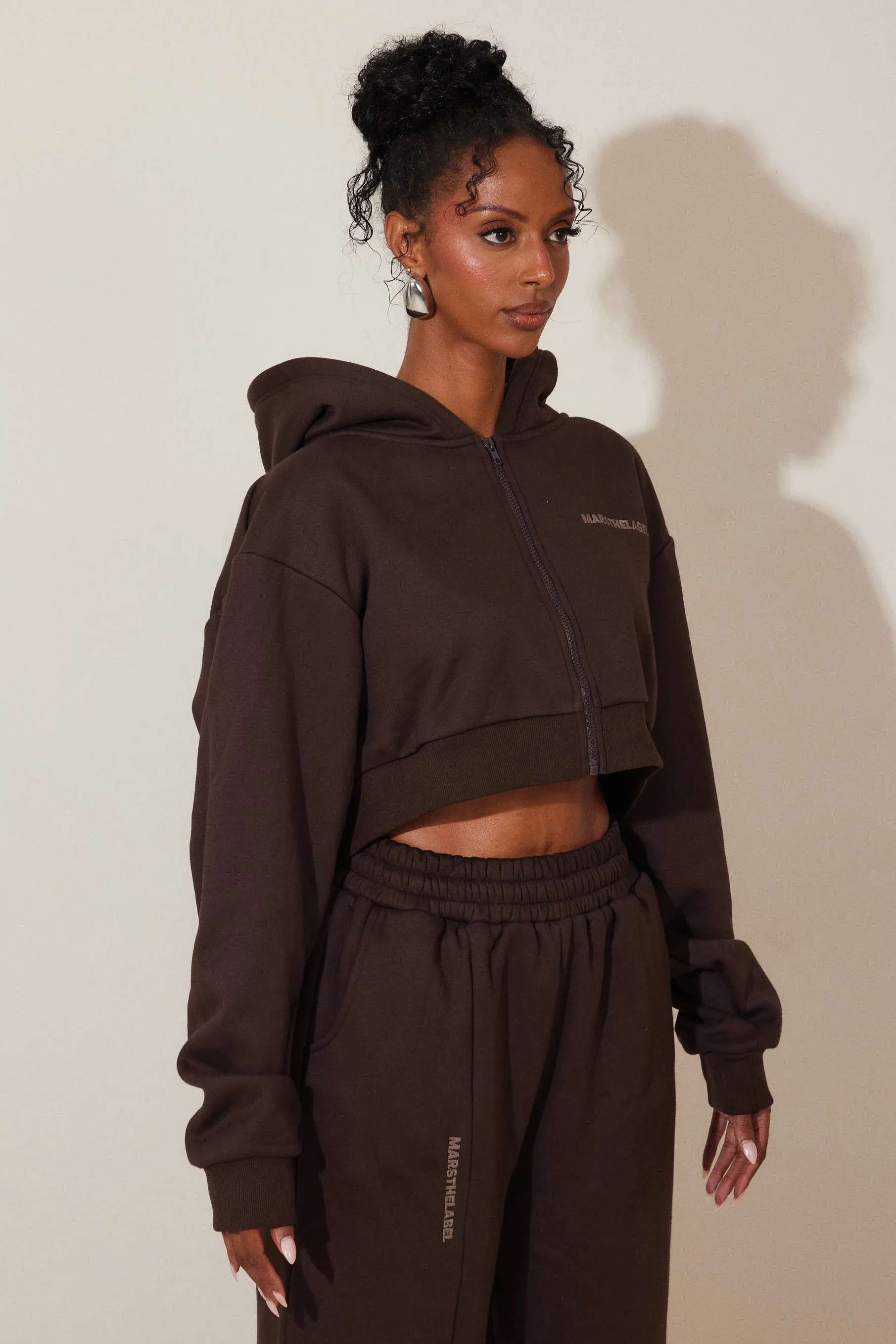 The Essentials Cropped Jacket - Brown