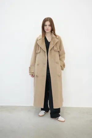 TILLIE SOFT FAUX FUR TRENCH COAT