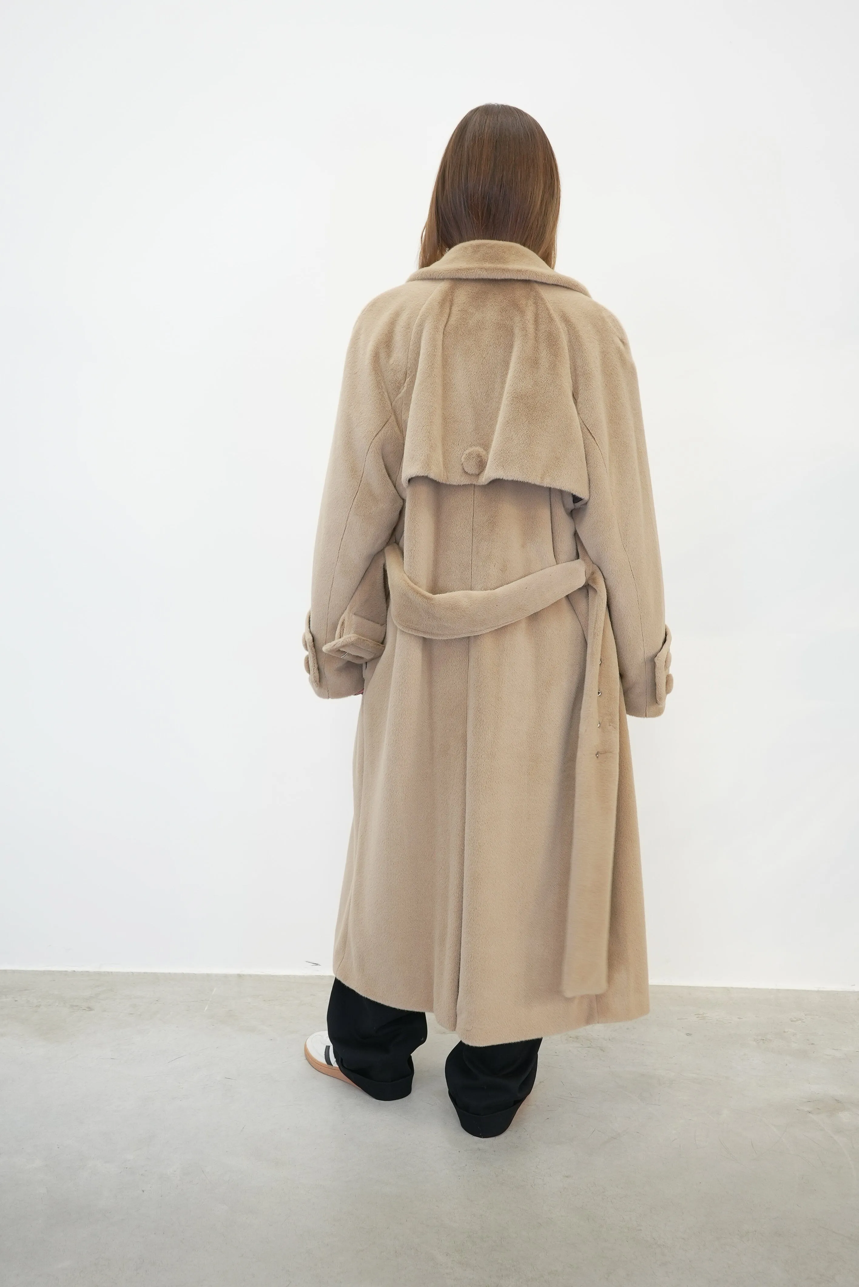 TILLIE SOFT FAUX FUR TRENCH COAT