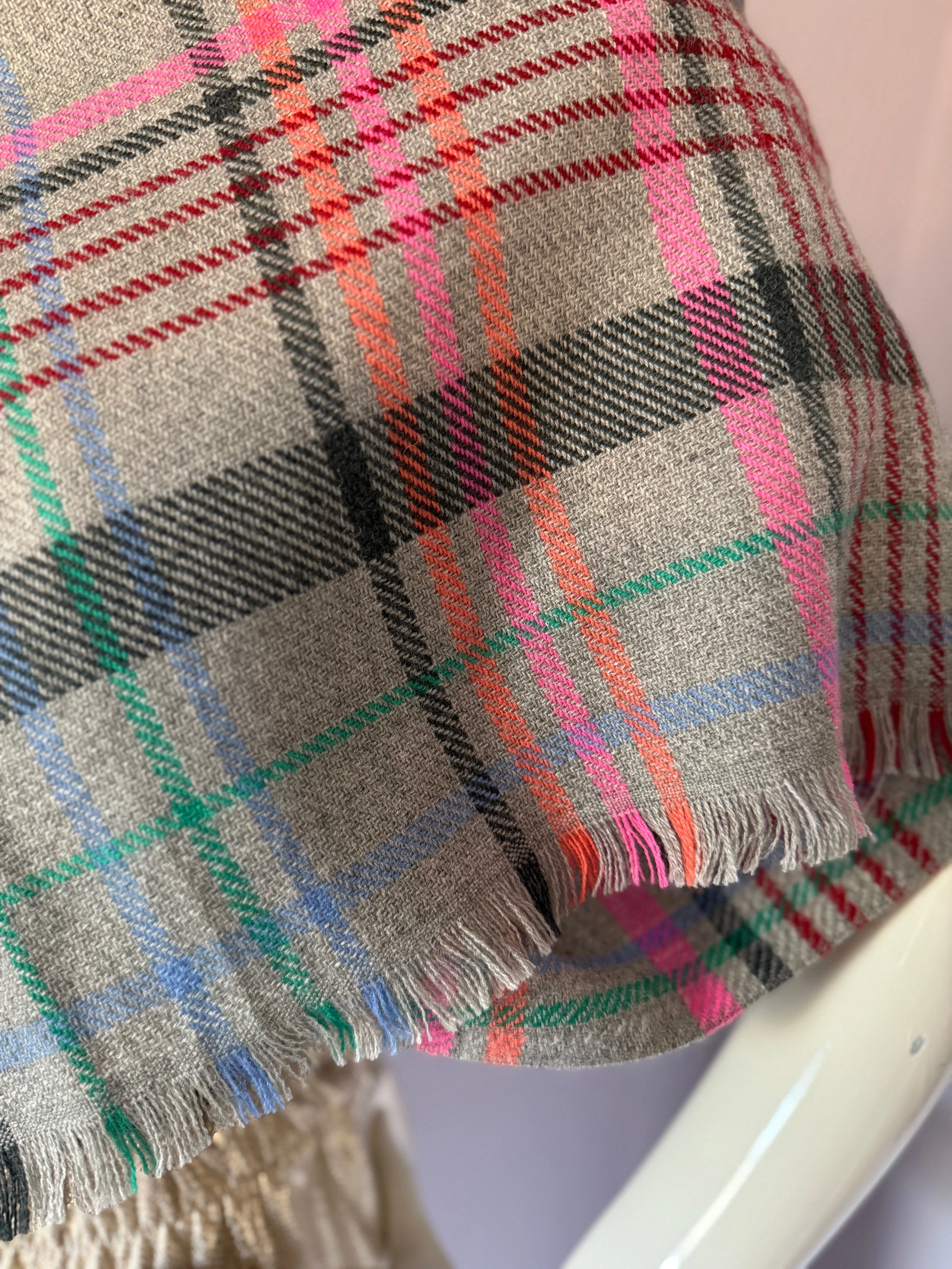 Unisex Mutli Colour  Plaid Scarf on Grey
