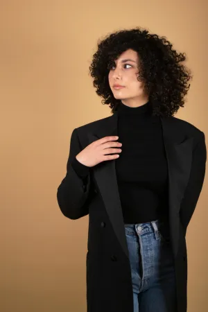 Vintage Dad's Oversized Tuxedo Blazer in Black
