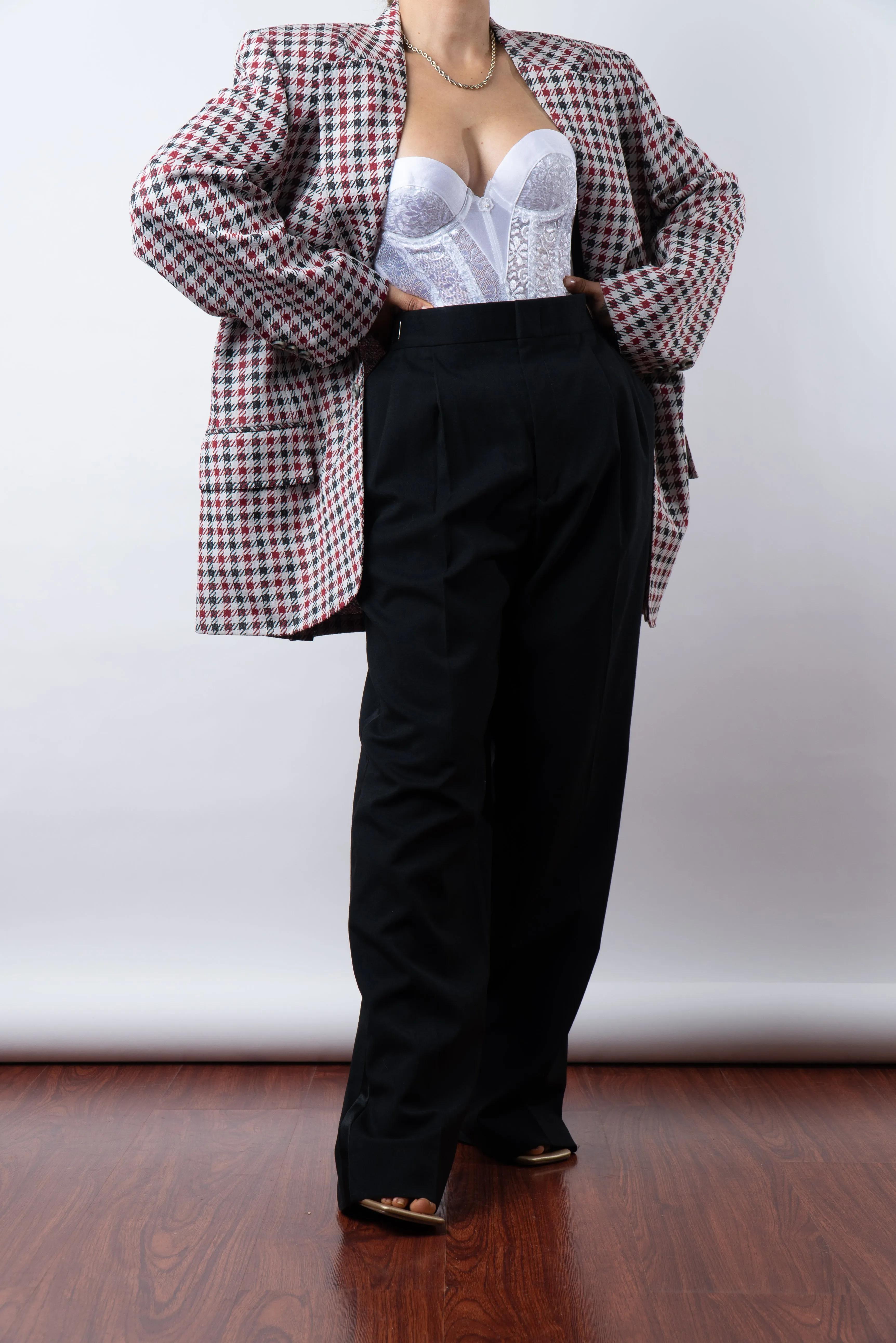 Vintage Red Plaid Blazer