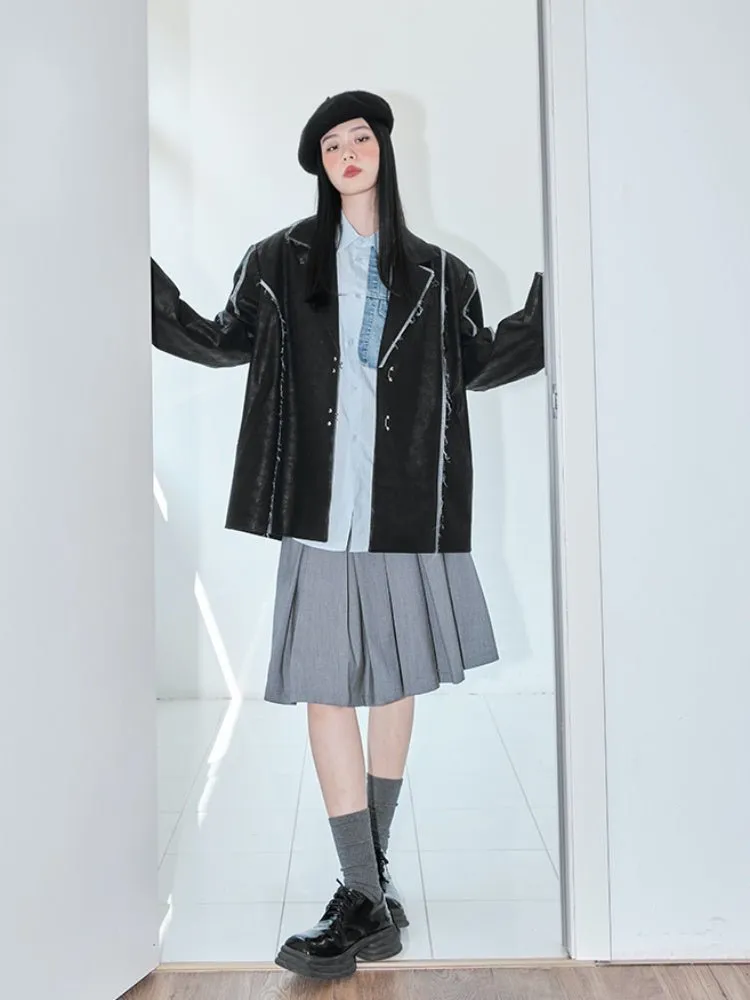 Vintage Split Leather Blazer【s0000000867】