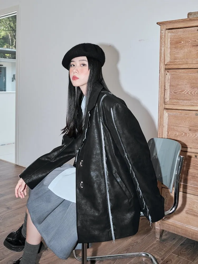 Vintage Split Leather Blazer【s0000000867】