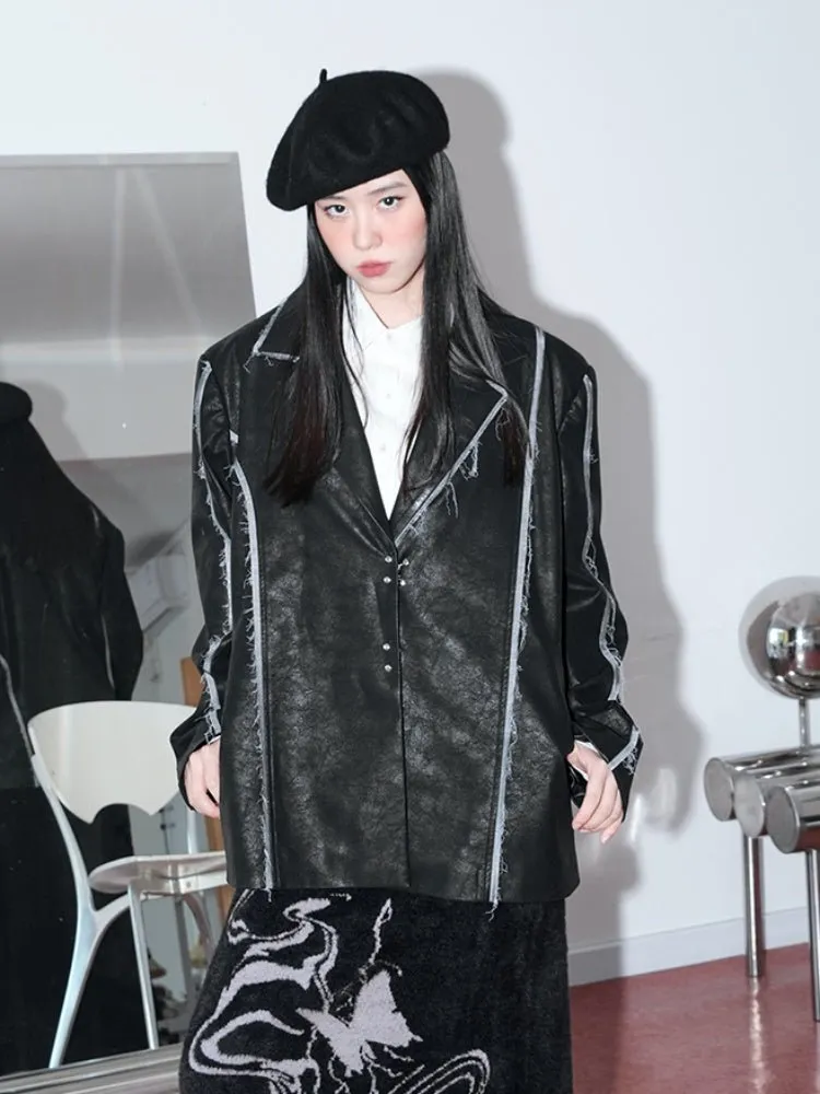 Vintage Split Leather Blazer【s0000000867】
