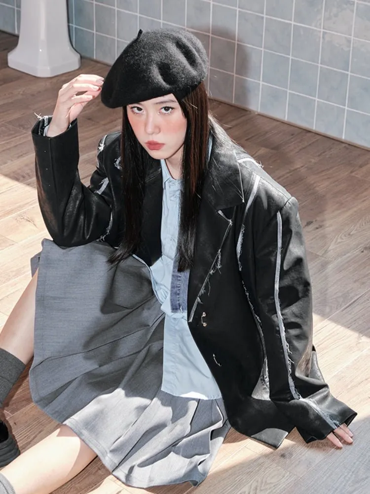 Vintage Split Leather Blazer【s0000000867】