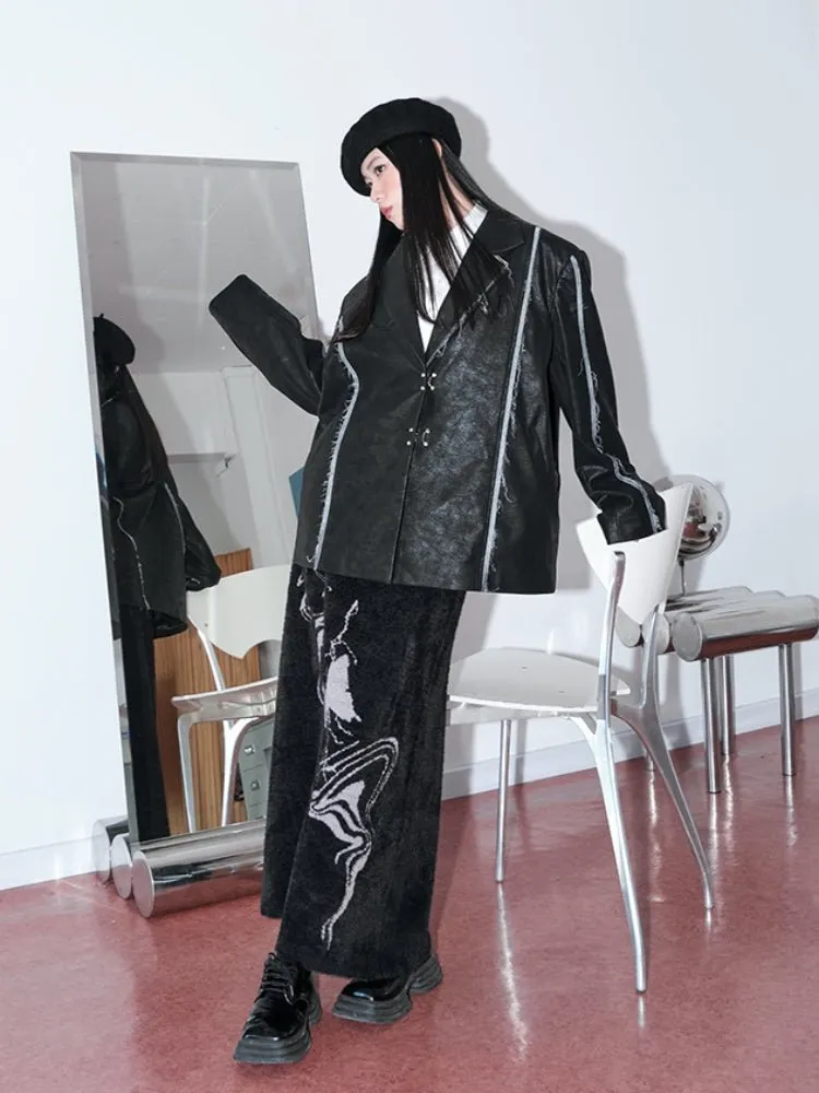 Vintage Split Leather Blazer【s0000000867】