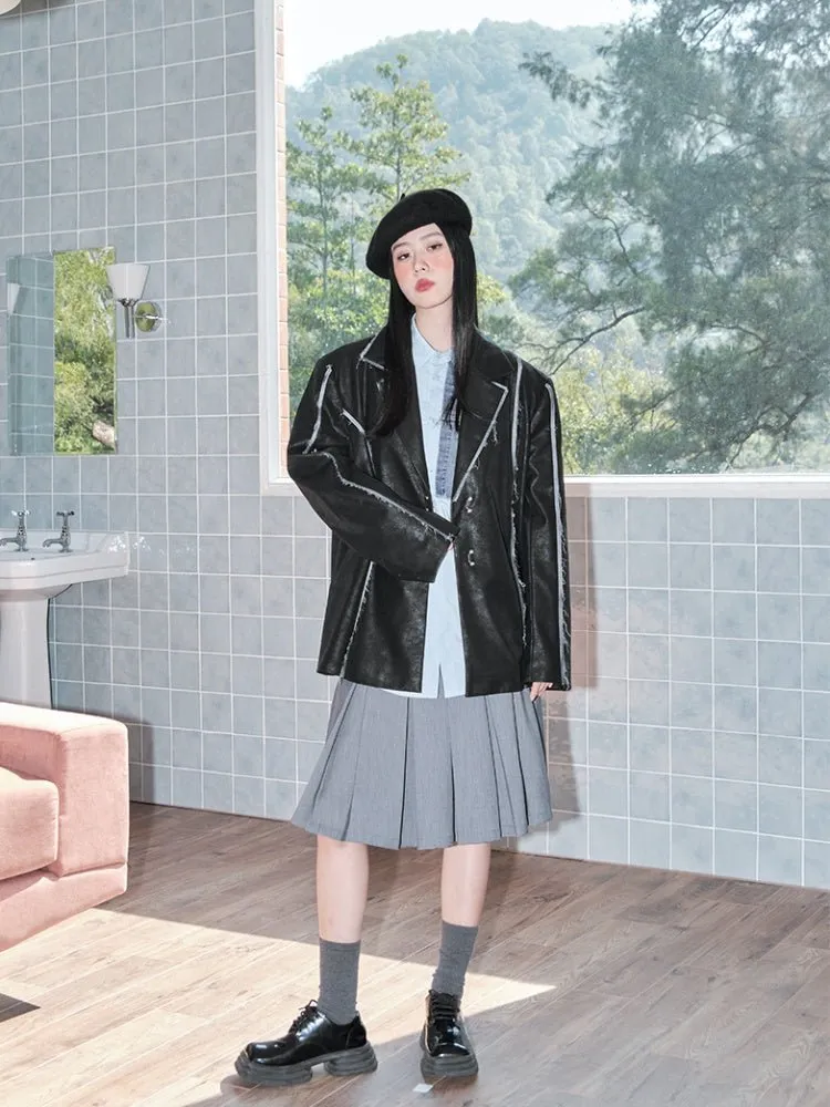 Vintage Split Leather Blazer【s0000000867】