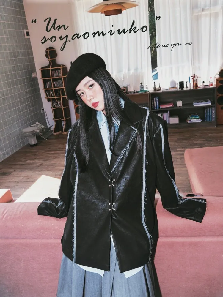 Vintage Split Leather Blazer【s0000000867】