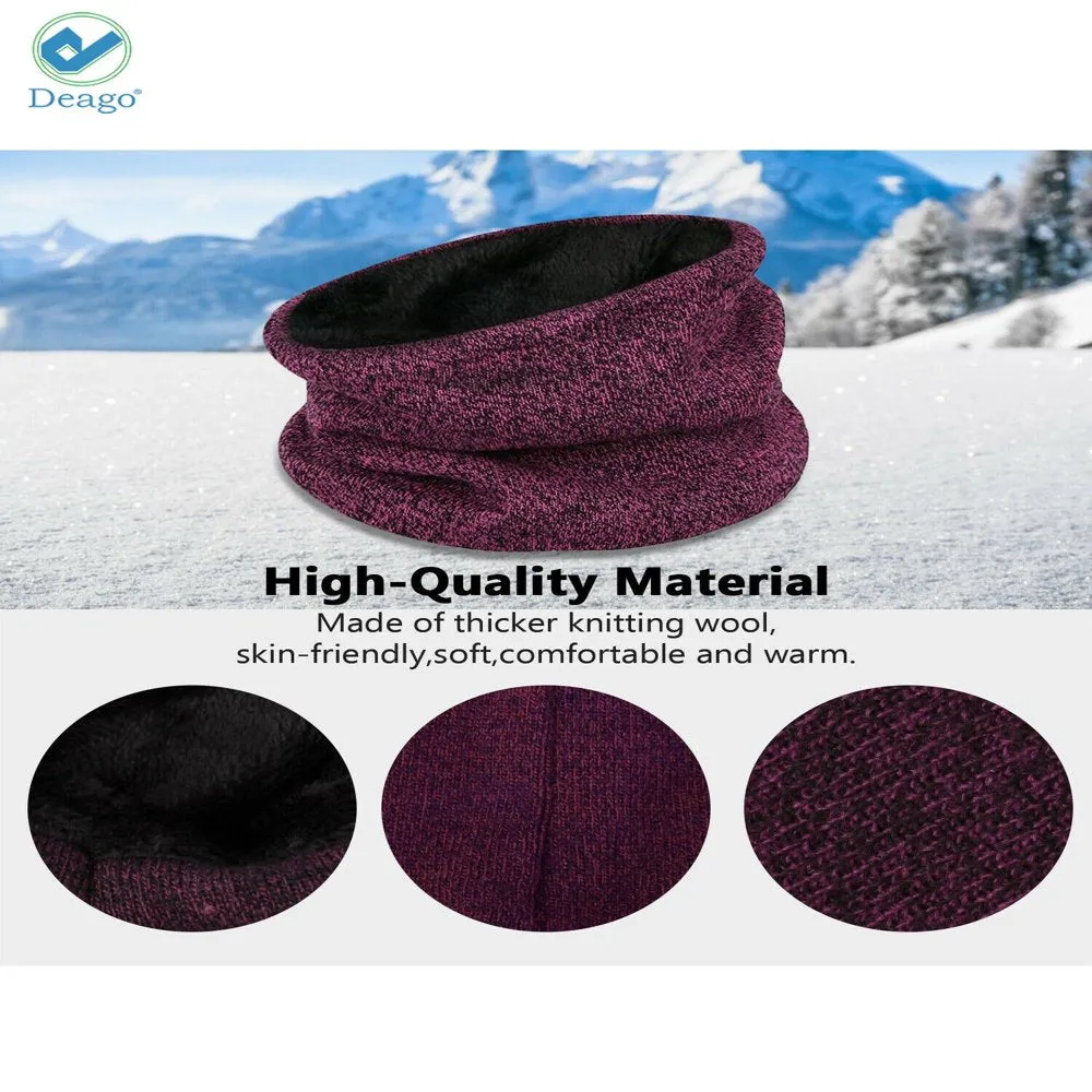 Winter Beanie Hat Scarf Touchscreen Gloves Set for Men and Women, Beanie Gloves Neck Warmer Set with Warm Knit Fleece Lined (Rose Red)