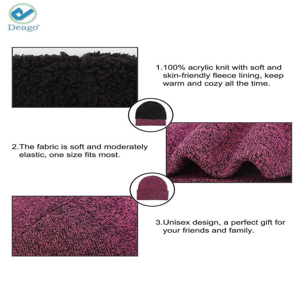 Winter Beanie Hat Scarf Touchscreen Gloves Set for Men and Women, Beanie Gloves Neck Warmer Set with Warm Knit Fleece Lined (Rose Red)