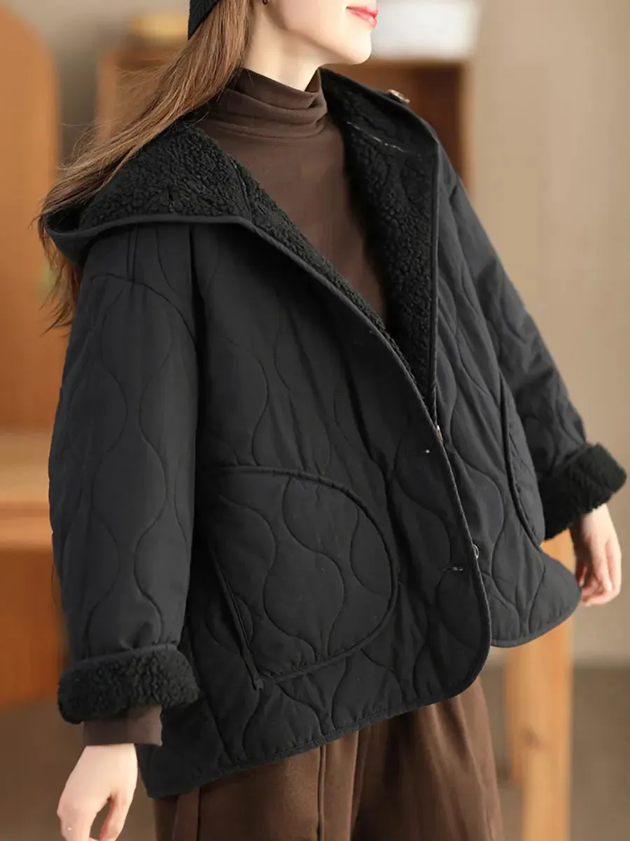 Women Fleece-lined Cotton Hooded Coat