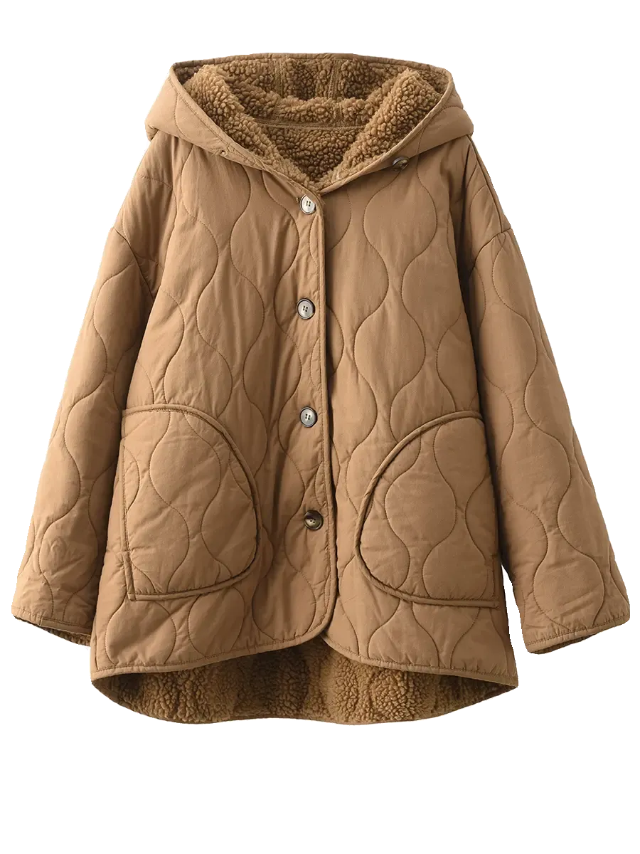 Women Fleece-lined Cotton Hooded Coat
