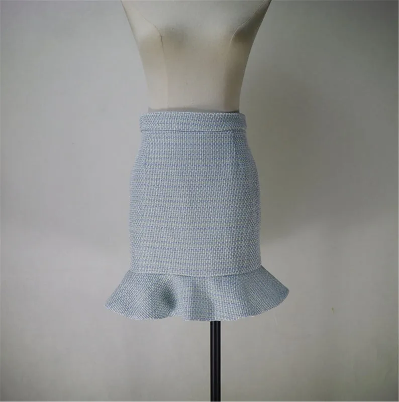 Womens Designer Inspired Custom Made Tweed Short Blazer   Fishtail Mermaid Skirt Suit